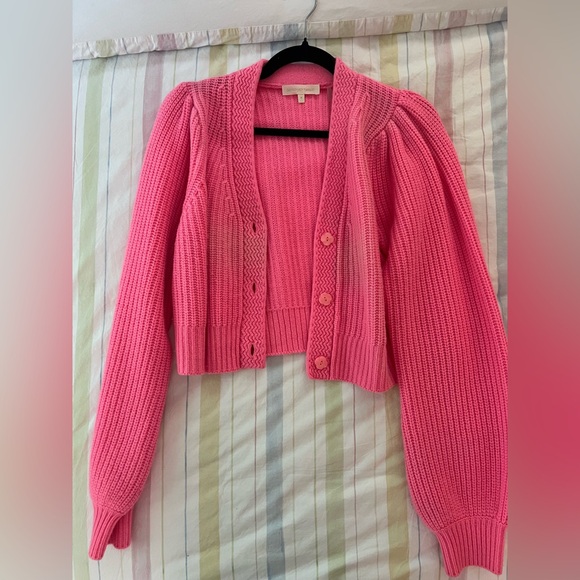 LoveShackFancy Vibrant Pink Cardigan - Picture 1 of 5